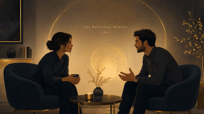 The Reflection Moment — couple having a connected conversation